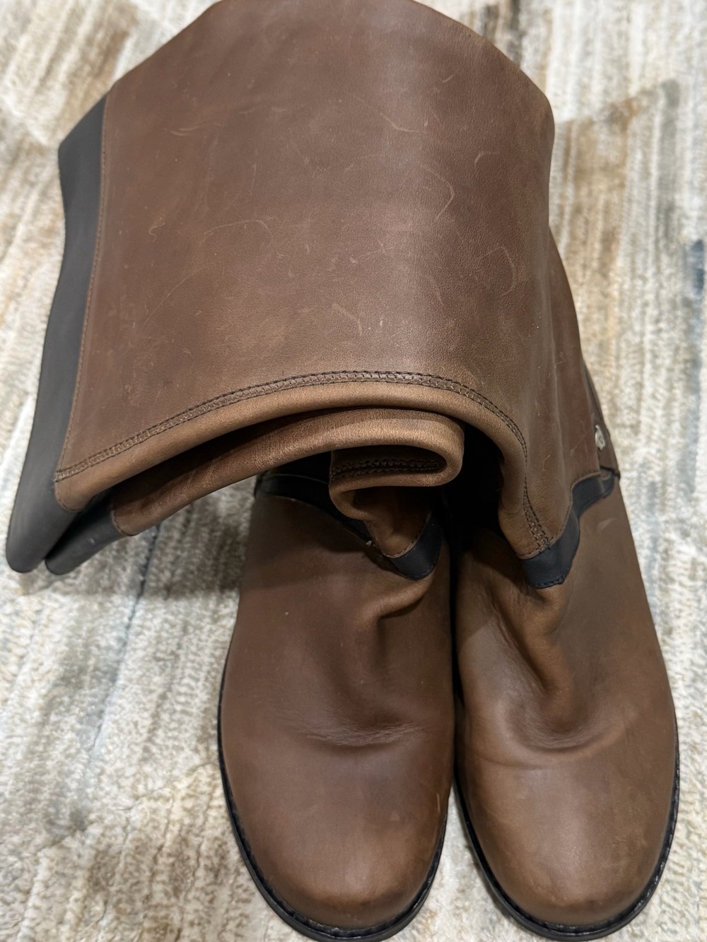 OluKai Men's Brown Leather Pull-On Rain & Snow Boots